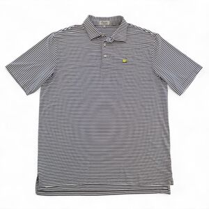 Masters Tournament X Peter Millar Striped Polo Shirt XL Grey White Golf Logo